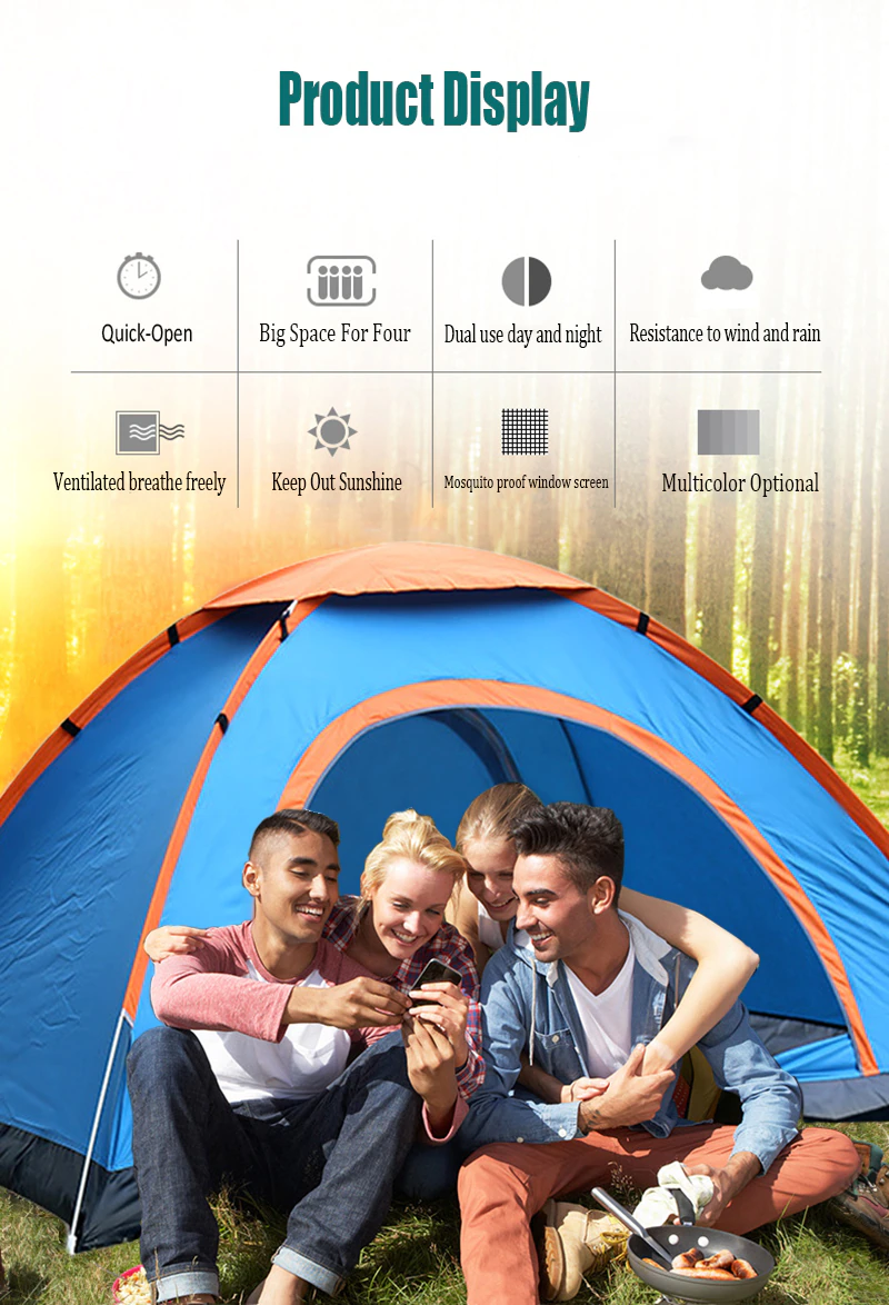 Cheap Goat Tents Portable Light Camping  Tent Suitable For 3 5 People Easy Instant Setup Protable Backpacking For Sun Shelter,Travelling,Hiking   